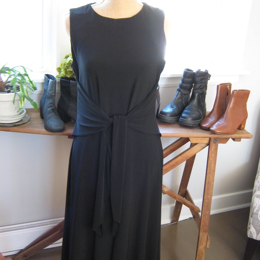 Black Sleeveless Anne Klein Dress with Wrap Waist - Picture 1 of 5
